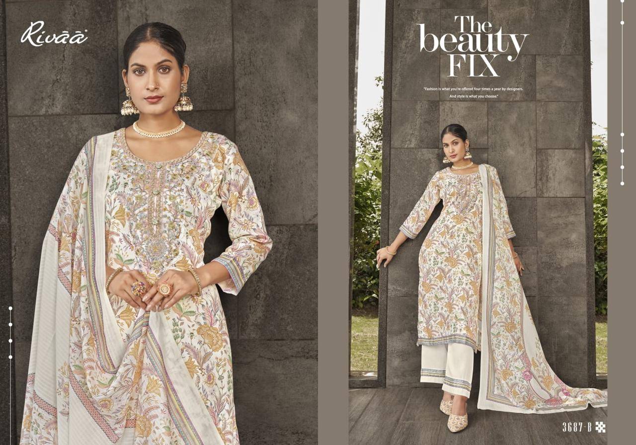 SUPRITA By RIVAA 3685 A TO 3688 B Beautiful Festive Suits Stylish Colorful Fancy Casual Wear & Ethnic Wear Jaam Satin Dresses At Wholesale Price
